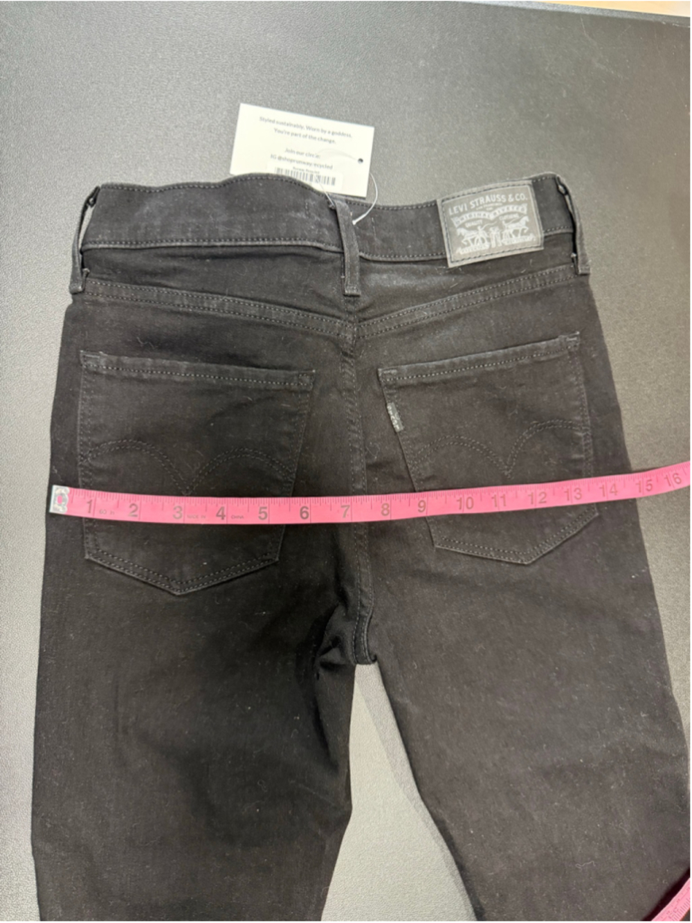 Levi’s Premium Ribcage Straight Ankle Jeans W27 L27 Black Acid Wash - Picture 6 of 13